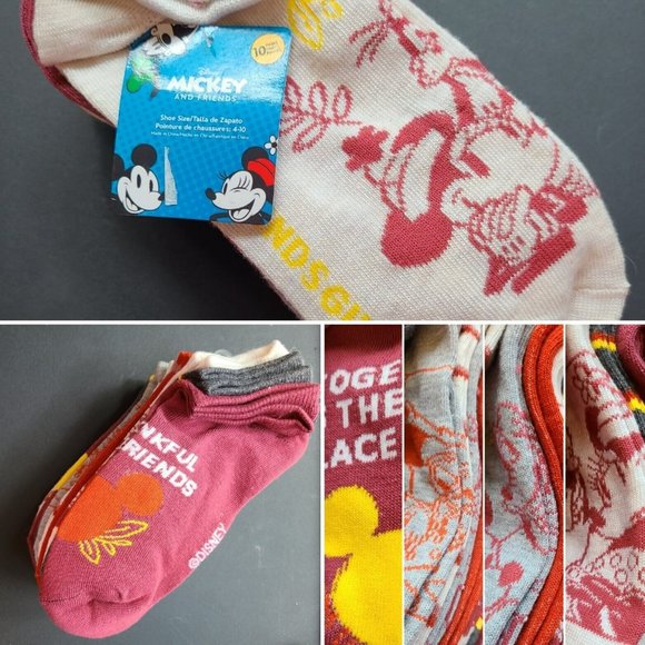 Disney Accessories - NWT Disney Mickey Mouse and Friends 10 Pairs No Show Socks Shoe Size 4-10